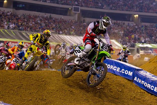 StLouisSX2 This will be the 16th time the gates will drop in St. Louis for a Supercross class race. Last weekend in Arlington, Trey Canard locked in his third Supercross class victory. (Photo Credit: Hoppenworld.com)