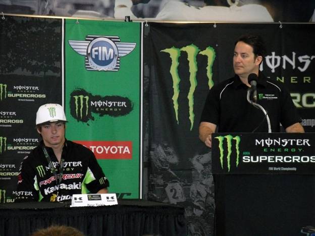 Western Regional Supercross Lites class leader Broc Tickle sits two points ahead of Eli Tomac. (Photo Credit: Feld Motor Sports)