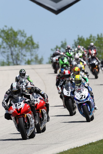 eLKHART sUN Tomas Puerta earned third place in Sunday’s AMA Pro SuperSport race at Road America. Both Puerta and teammate David Gaviria ran at the front in the 10-lap event, but Saturday’s winner Gaviria unfortunately crashed out of the race. Sam Nash rebounded from a tough Saturday to earn a solid ninth. Huntley Nash ran his strongest DSB race yet to take 12th position in Sunday’s Daytona SportBike contest. (Brian J. Nelson photo)