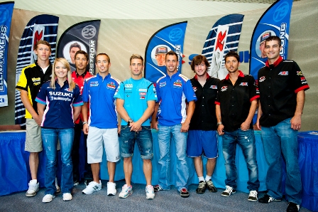 2011_SUZ_ROAD_EVENT_01-sm American Suzuki headquarters was full of road racers Wednesday.