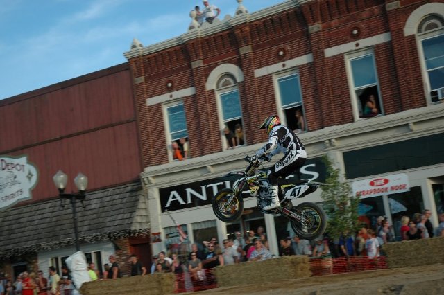 Anderson SuMo The Taco Bell Ogemaw Hills Supermoto Spectacular took place in downtown West Branch, Michigan.