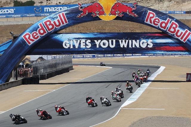 SunDSB006B Huntley Nash earned 12th in Sunday’s AMA Pro Daytona SportBike race at Laguna Seca, a race that was red-flagged before full distance. Newcomer Raul Alzate showed promise but crashed out while running 18th. (Brian J. Nelson photo)