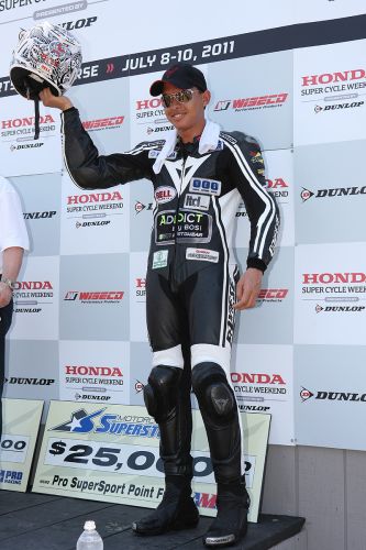Tomas Puerta returned to the podium in Sunday’s AMA Pro SuperSport race at Mid-Ohio Sports Car Course, earning third place in the 17-lap event. (Brian J. Nelson photo)