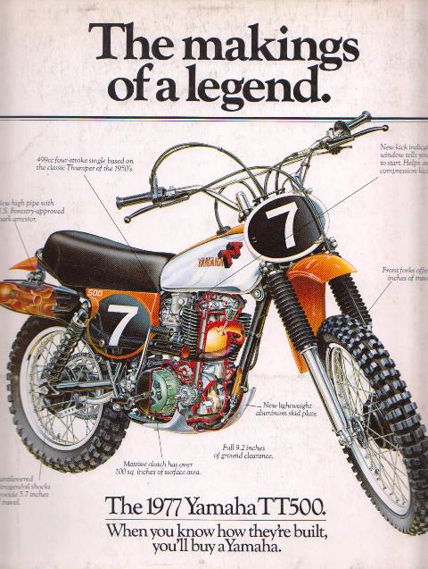 An ad for the 1977 Yamaha TT500.