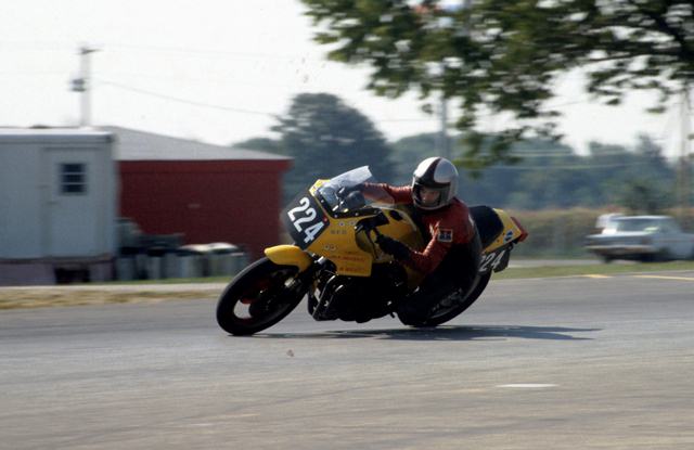 Hart's Kaw Indy- area rider Ned Hart racing his Kawasaki GPz750 during a WERA race at Indianapolis Raceway Park sometime in the mid-1980s. I remember this bike clearly for the unfortunate thing that happened when Hart was prepping it for a coming race. (Larry Lawrence photo)