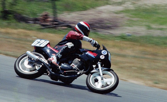 What do you do if you're a talented mechanic and have a crashed Ninja 250 on your hands? Why you turn it into a 500cc Honda-powered road racer of course. That what Mike Hasek did in 1988 and the results were impressive. Today Mike works his magic at Vance & Hines. (Larry Lawrence photo)