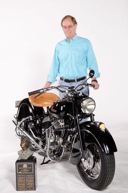 Bob Mitchell Indian-sm Winning the Jim Davis Best in Show Award was Bob Mitchell, whose black and chrome 1947 Indian Chief amazed the crowd and judges with its attention to detail and the craftsmanship evident in the restoration. (Courtesy AMA)