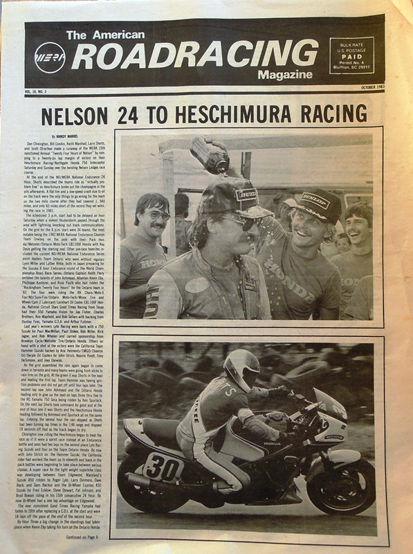 ARM '83 The cover from the October 1983 edition of American Roadracing, then a newsletter for WERA, covering the 24 Hours of Nelson Ledges.