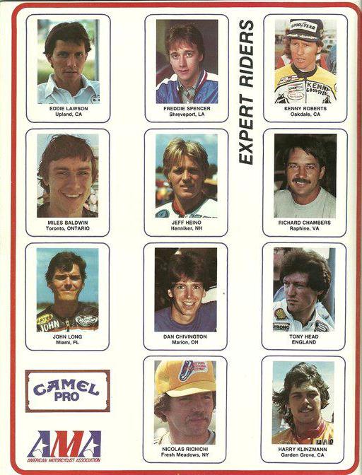 Thanks to Mark Sullivan for scanning this old AMA/Camel Pro riders media kit page.