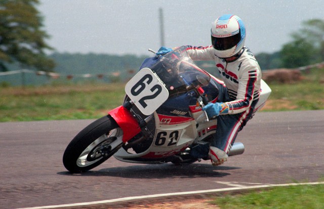 Jimmi Lambert races his sweet-looking Honda VFR750 in a WERA A or B Production race at Talladega Gran Prix Raceway in August of 1986. The VFR in production form was said to be heavy and underpowered, but Lambert had some good results in WERA racing ultimately finishing fifth in a loaded A Prod field at the WERA Grand National Final that season. (Larry Lawrence photo)