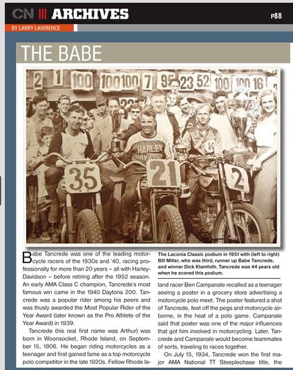 Click on page to read the full story at Cycle News.