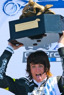 Pascarella Joey Pascarella celebrates his win in the 2012 Daytona 200. His victory will go down as one of the most surprising in the long history of the Daytona 200. (Courtesy DIS)