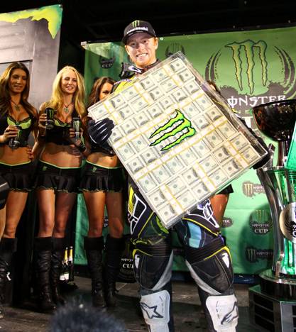 Ryan Villopoto became the first rider in off-road motorcycle racing history to win $1 million in a single night of racing at last year’s inaugural Monster Energy Cup. (Photo Credit: Feld Motor Sports)