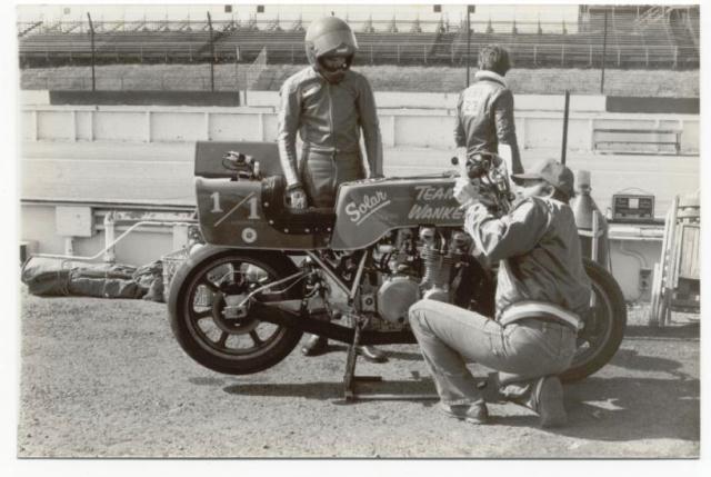 Wanker 1 Wanker’s Kawasaki KZ900-powered prototype ready to roll at Pocono in ’81.
