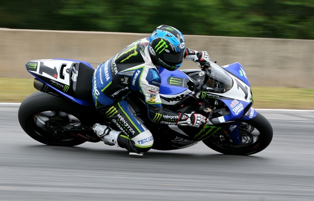 Hayes - Rd Atl '12-sm On Sunday it was payback from Graves Yamaha’s Josh Hayes, who set an impossible pace with laps timing in below his pole-earning qualifying time from Friday, setting himself seconds clear of all competitors.