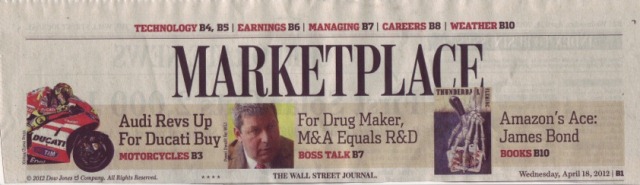 The Audi/Ducati deal made headlines in the WSJ.