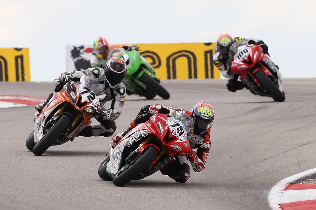 LTD Racing’s Huntley Nash and David Gaviria finished off the short Miller Motorsports Park weekend with the sole Daytona SportBike race of the event on Sunday. Nash improved all weekend to set his best lap of the weekend the last time around on the way to 14th and David Gaviria was 20th in the race. (Brian J. Nelson photo)