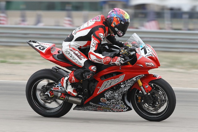 Huntley Nash (pictured) and David Gaviria faced trying conditions as they qualified in Daytona SportBike for LTD Racing on Saturday at Miller Motorsports Park. Nash took 14th and Gaviria was 22nd during the worst conditions the AMA Pro regulars have raced in during the 2012 season. (Brian J. Nelson Photo)