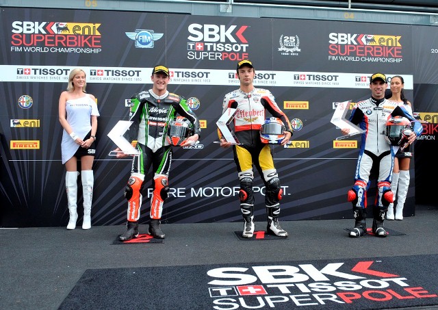 Saturday_Tissot_Superpole-sm Sylvain Guintoli (Team Effenbert-Liberty Racing) made the best of the continuing difficult and changeable track conditions at Monza to record his first ever Tissot-Superpole win.