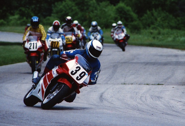 Buse, Charlie - Blackhawk 6-91 Charlie Buse leads a WERA C Superstock, or possibly C Superbike race at Blackhawk Farms Raceway in June of 1991. (Larry Lawrence photo)