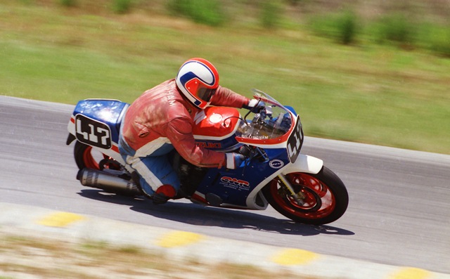 Matt Dillingham’s Suzuki GSXR sported unique digital looking number plates in a WERA sprint race at Roebling Road Raceway in May of 1987. (Larry Lawrence photo)