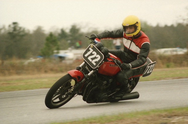 Few, Hubert - Roebling 1985 Hubert Few races his Suzuki GS1100 at Roebling Road Raceway during a WERA A Production race in March of 1985. (Larry Lawrence photo)