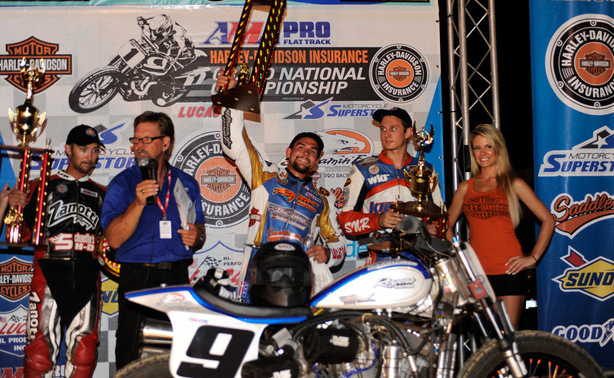 Hagerstown 2012 podium - Hoenig Jared Mees (center) celebrates his Hagerstown victory alongside runnner up Jake Johnson (left) and Jeffrey Carver who was third. (Dove Hoenig photo)