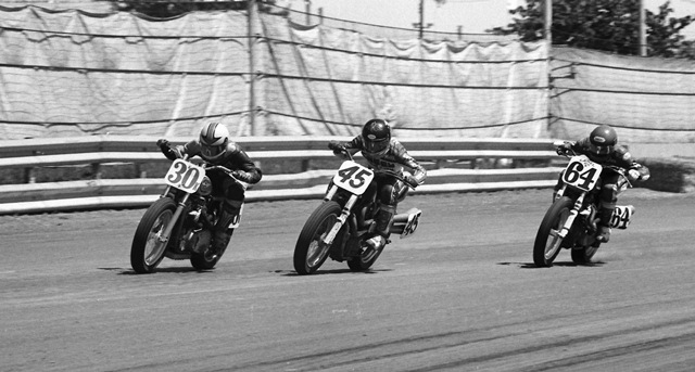 Slaughter - Hartley - Estep - Indy Mile '86 Jim Slaughter (No. 30K) leads Mark Hartley (No. 45) and Don Estep (No. 64) in practice for the 1986 Indy Mile. This year’s Indy Mile, on August 18th, marks the return of the event running concurrently with the Indiana State Fair. (Larry Lawrence photo)