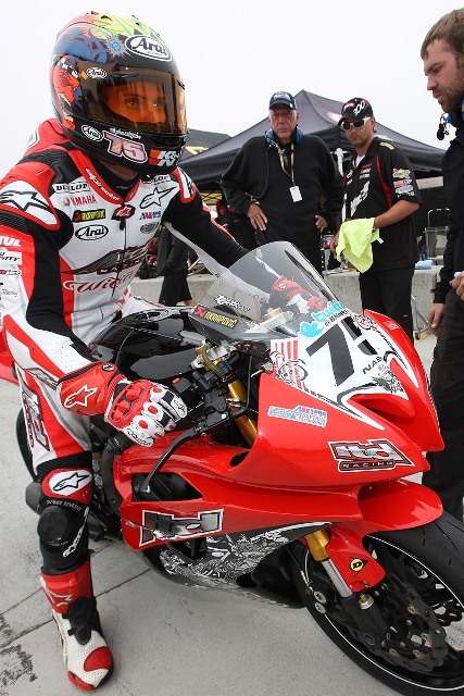 SunLagunaLTD04-sm LTD Racing’s Huntley Nash soldiered to a 16th place finish in the AMA Pro Daytona SportBike race at Laguna Seca. Nash, in the middle of a season where he’s progressed a great deal in his quest to become a DSB front-runner after winning races in the SuperSport class, got very little track time due to scheduling issues, red flags, and fog in California. (Brian J. Nelson photo)