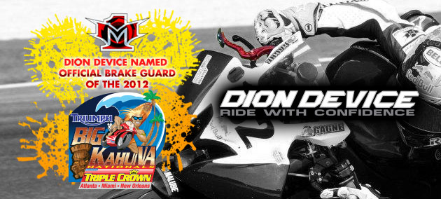 M1-PowerSports-Dion-Device-Named-Official-Brake-Lever M1 PowerSports has named Dion Device as the Official Brake Guard of the 2012 Triumph Big Kahuna Triple Crown presented by Dunlop Tire and LeoVince.