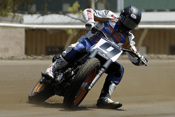 Jammin' Jared Mees will be offering fans a unique opportunity at the Lucas Oil Indy Mile this weekend. Mees, who now holds a 20 point lead in the Series Championship, will have his Rogers Racing Hospitality tent sponsored by "National Cycle" set up for spectators who come in to the pit walk. (Photo By: Flattrak Fotos)