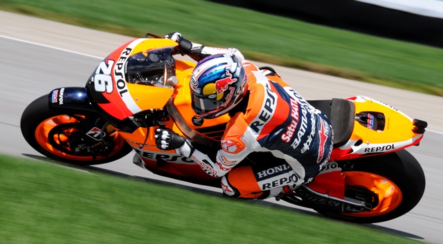 Pedrosa Friday Dani Pedrosa led the opening day of MotoGP practice for the Red Bull Indianapolis GP, turning a top lap of 1 minute, 39.783 seconds on his Repsol Honda on Friday, Aug. 17 at the Indianapolis Motor Speedway.