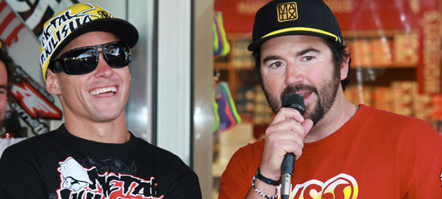 Dano-Legere-M1-PowerSports-Big-Kahuna-Announcer Fans attending the Triumph Big Kahuna Nationals presented by Dunlop Tire and LeoVince at Miami and New Orleans will be kept up to speed throughout the weekend by full-time GEICO Motorcycle AMA Pro Road Racing announcer Barry Boone, Dano Legere and Danielle Teal. Boone and Legere will keep audiences entertained from the Homestead-Miami Speedway (September 21-23, 2012) and NOLA Motorsports Park (October 5-7, 2012) booths, while Teal will provide comprehensive trackside coverage and rider interviews from the pits.