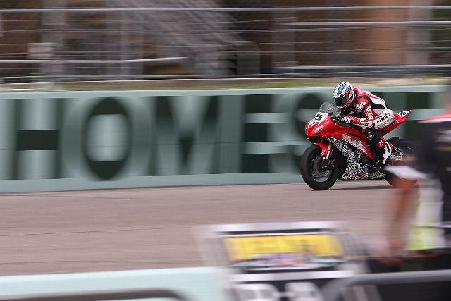 HomFriLTD06-sm LTD Racing and Huntley Nash kicked off the Homestead AMA Pro weekend on Friday. Nash finished the first session 13th after running inside the top ten despite mixed weather conditions and then qualified 20th in the afternoon session. (Brian J. Nelson photo)