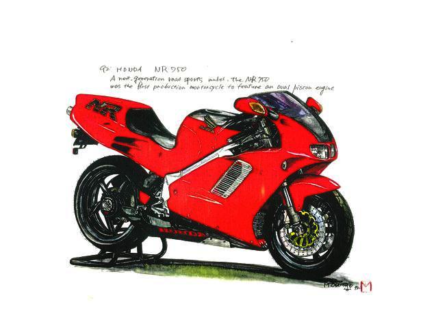 Honda NR750 - Okamoto b The 1992 Honda NR750 from the paint brush of Masaki Okamoto.
