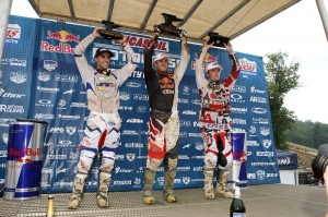 Dungey (center) was joined by Mike Alessi (left) and Josh Grant (right) on the podium. (Courtesy Steve Giberson) 