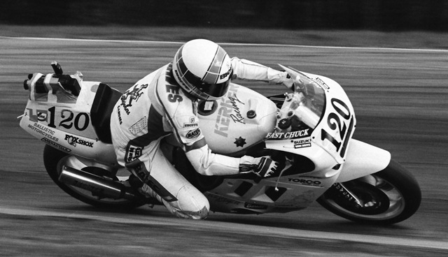 Graves, Chuck - 1990 GNF Check out the tail section of Chuck Graves’ Suzuki GSXR750. This is what an on-board camera looked like in 1990. Believe it or not Graves ran this camera setup on his bike in the Suzuki GSXR Cup final at Road Atlanta. (Larry Lawrence photo)