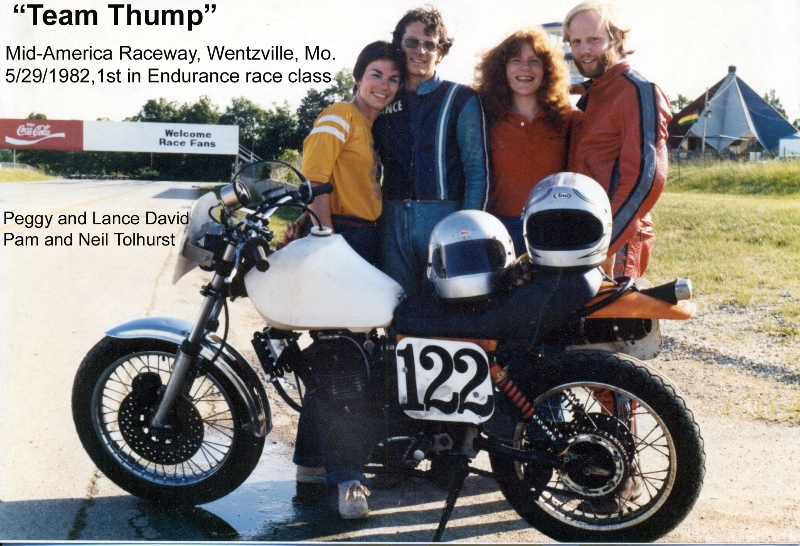 Team Thump 1982 w-ltrg-sm Team Thump posing for a photo after winning their class in a WERA Endurance race in 1982. (Neil Tolhurst Collection)