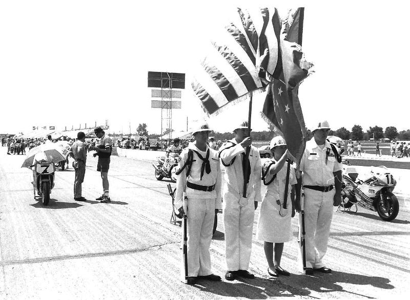 In honor of the observation of Veteran’s Day, we thought it appropriate to post a photo of a Color Guard in action during a WERA Pro Formula USA event at Indianapolis Raceway Park in 1992. (Larry Lawrence photo)