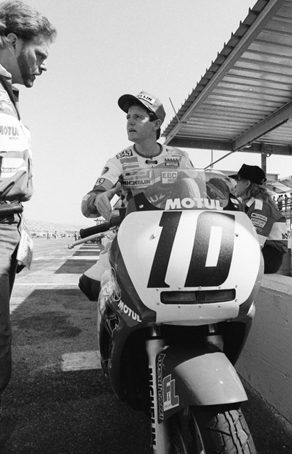 James, Jamie - Daytona 600SS 1989 Jamie James was a supremely confident racer, but he had to feel a little like a Christian in the early Roman Empire getting thrown to the lions when he was one of the lone Suzuki riders to have the gumption to face the horde of new Yamaha FZR600s and the hired guns Yamaha’s racing boss Kenny Clark brought in for the 1989 Daytona 600 Supersport race. (Larry Lawrence photo)