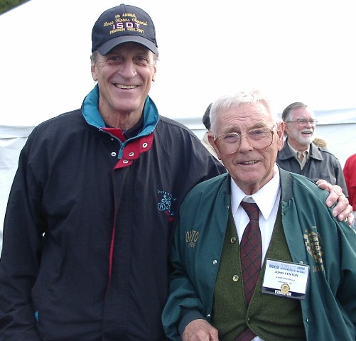 Two off-road motorcycle racing legends, the late Dave Mungenast, Sr. and John Penton, both Motorcycle Hall of Famers. (Larry Lawrence photo)
