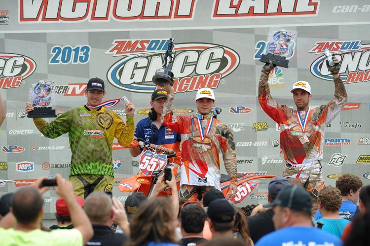 XC1 podium: Josh Strang, (center) Kailub Russell, Charlie Mullins. (Photo: Ken Hill)