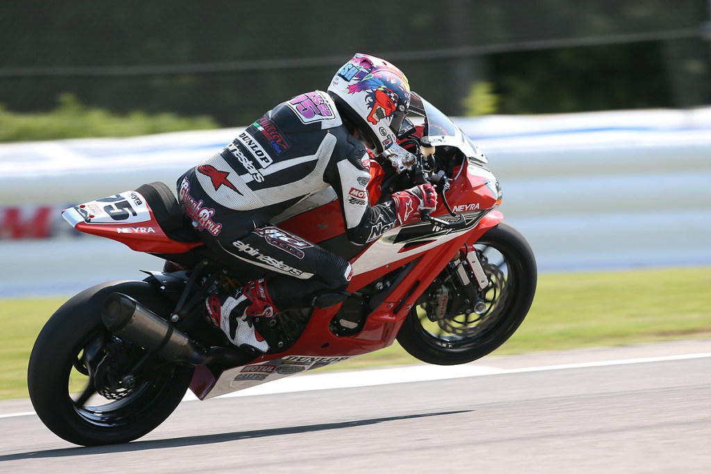 LTD Racing’s Huntley Nash tackled the first day at Barber Motorsports Park on Friday and made steady progress with the Neyra Racing Kawasaki ZX10 Superbike. Huntley qualified 19th provisionally in just his second Superbike weekend.(Photo by Brian J. Nelson)
