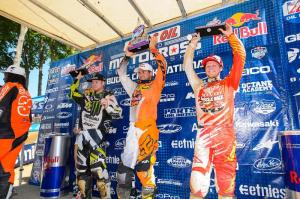 450 Class Podium: (left) Ryan Villopoto, Ryan Dungey, Trey Canard (Courtesy: Simon Cudby)