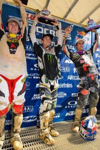 250 Class Podium: (left) Eli Tomac, Blake Baggett, Marvin Musquin (Courtesy: Simon Cudby)