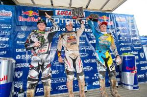 Final 450 Class Podium at Southwick (L to R): Ryan Villopoto, Ryan Dungey, Justin Barcia (Courtesy: Simon Cudby)