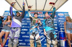 450 Class Podium: (left) James Stewart, Ryan Villopoto, (right) Josh Grant Courtesy: Simon Cudby