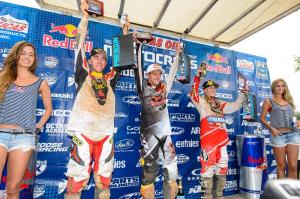 250 Class Podium: (left) Eli Tomac, Ken Roczen, (right) Jeremy Martin Courtesy: Simon Cudby
