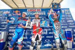 450 Class podium: (left) Ryan Dungey, Ryan Villopoto, (right) Trey Canard Courtesy: Simon Cudby