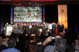 AMA Motorcycle Hall of Famers join the class of 2013 on stage. Photo Credit: Jeff Guciardo/AMA.